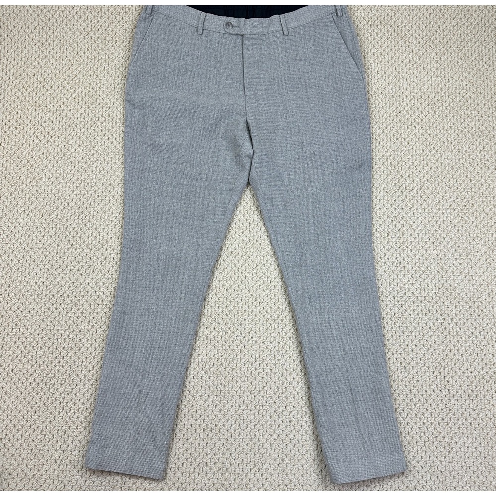 Suit Supply Linen Pants Mens 34x31 Gray Vitale Barberis Canonico Italy Slim Fit